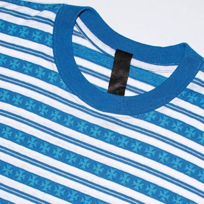 Chrome Hearts SS23 Striped Logo Print Crewneck Short Sleeve Tee Blue - Men’s CH-036008149 Shop Chrome Hearts SS23 Striped Logo Print Crewneck Short Sleeve Tee Blue - Men’s CH-036008149