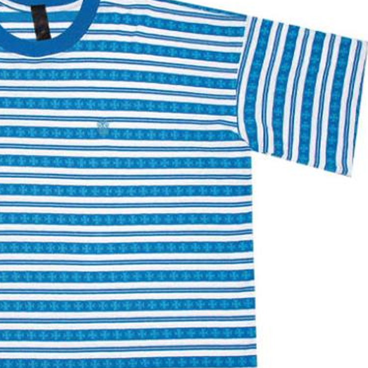 Sizing Chrome Hearts SS23 Striped Logo Print Crewneck Short Sleeve Tee Blue - Men’s CH-036008149