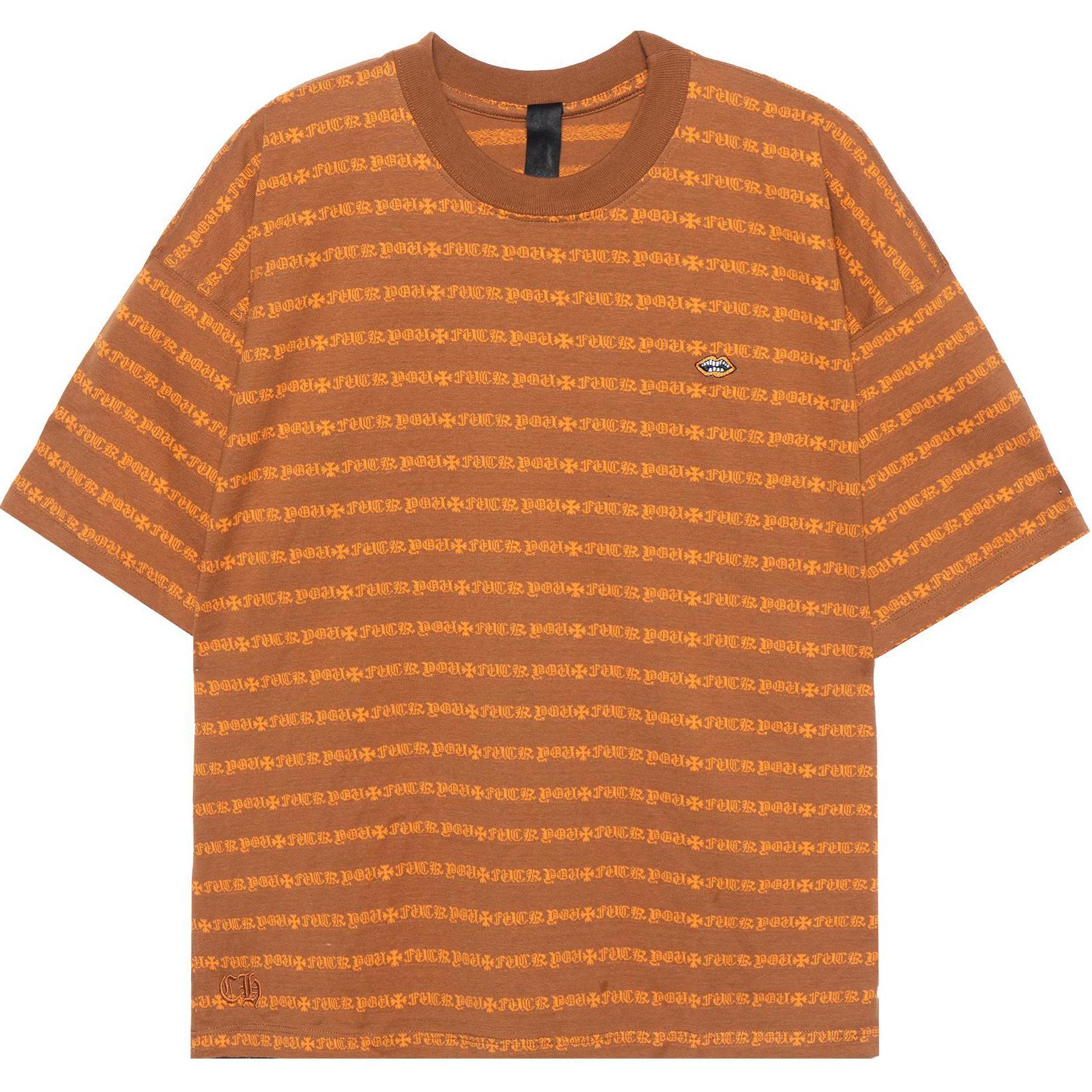 Chrome Hearts SS23 Striped Logo Print Unisex Orange T-Shirt. CH-036001167