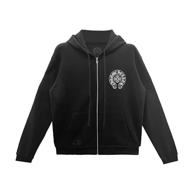 Chrome Hearts SS24 Black Logo Print Zip-Up Hoodie Unisex. CH-2024-3626
