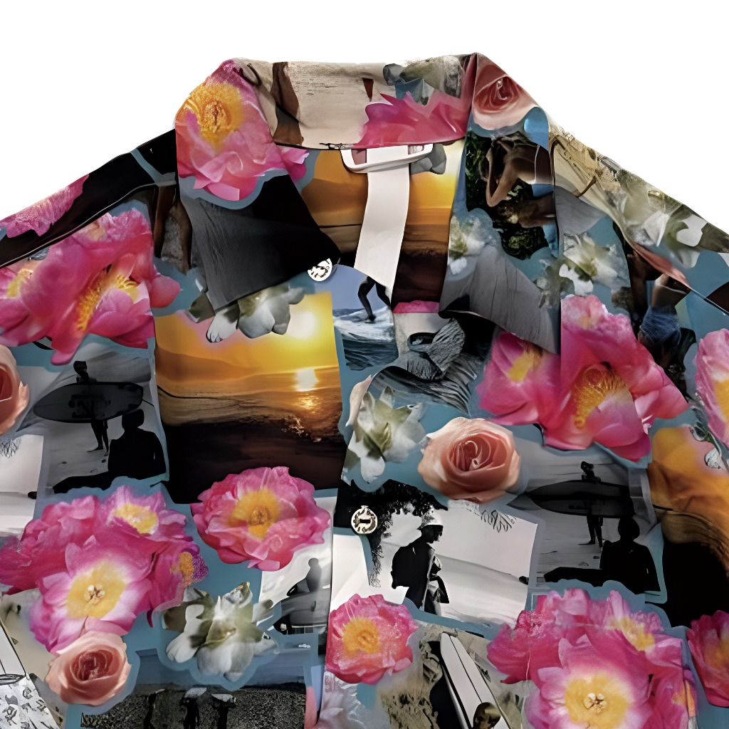 Shop Chrome Hearts SS24 Kemeja Lengan Pendek Motif Bunga Pria Multi-Warna. CH-2024-2000