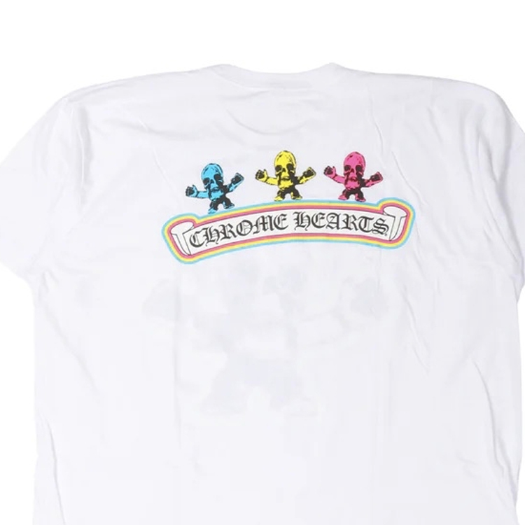 Sizing Chrome Hearts SS24 Camiseta Blanca de Manga Corta con Estampado de Calavera. CH-038-074892