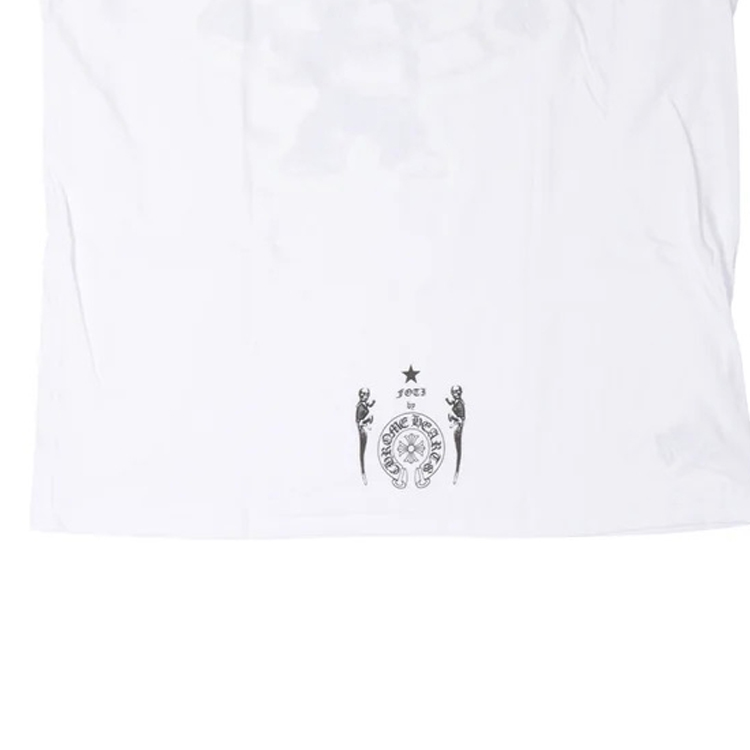 Cheap Chrome Hearts SS24 Camiseta Blanca de Manga Corta con Estampado de Calavera. CH-038-074892
