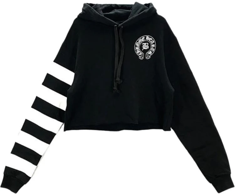 chrome-hearts-striped-floral-sleeve-hoodie-black-unisex-ch-602
