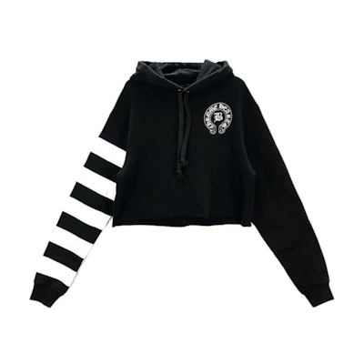 Chrome Hearts Striped Floral Sleeve Hoodie Black Unisex CH-602
