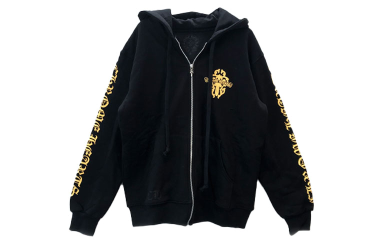 Chrome Hearts Swords Flame Zip Hoodie Black Unisex CH-GLDDAGHD-BLACK