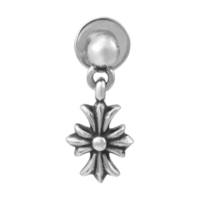 Chrome Hearts Tiny Cross 925 Silver Earrings Unisex Couple Design in Silver. CH-ED-608