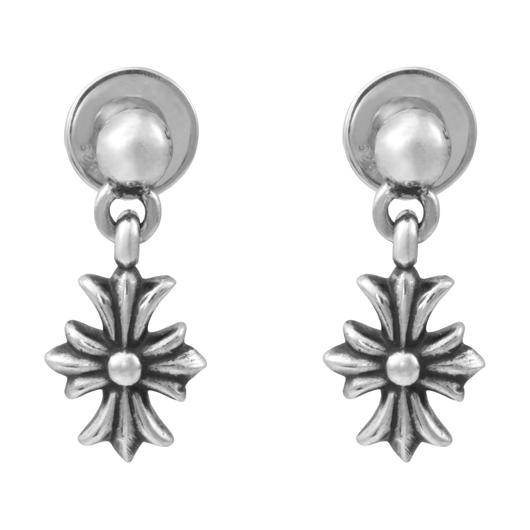 Order 克罗心925纯银小十字耳钉情侣款银饰男女通用款式 CH-ED-608