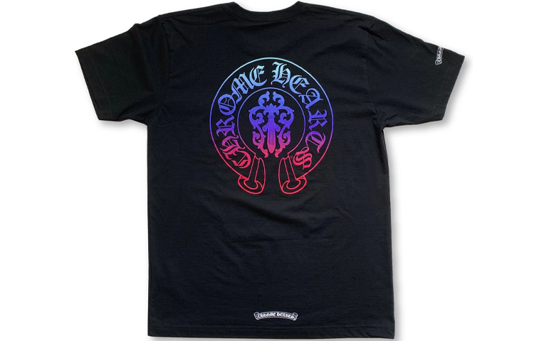Order Chrome Hearts Unisex Black Gradient Horseshoe Scroll Short Sleeve Tee CH-106