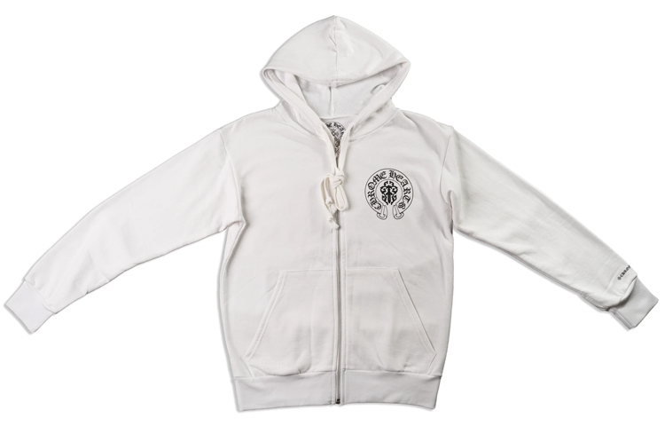 Chrome Hearts USA Flag Cross Print White Lightweight Zip Hoodie Unisex CH-088