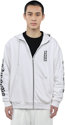 Chrome Hearts Vertical Logo FU Zip Hoodie Unisex White. CH-202221529 Shop Chrome Hearts Vertical Logo FU Zip Hoodie Unisex White. CH-202221529