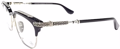 Chrome Hearts VERTICAL SMILE II Black/Shiny Silver Eyeglasses Unisex Frame. VERTICAL SMILE II-B/SS Chrome Hearts VERTICAL SMILE II Black/Shiny Silver Eyeglasses Unisex Frame. VERTICAL SMILE II-B/SS