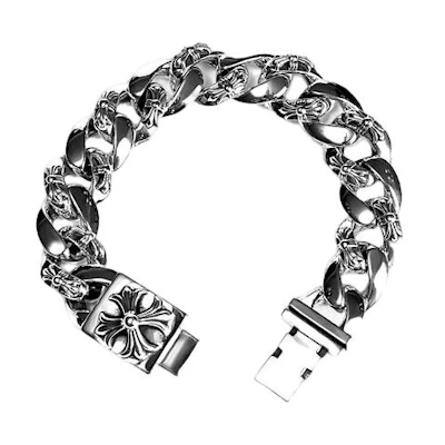Chrome Hearts Vintage Fashion 925 Silver Unisex Bracelet. chain-box