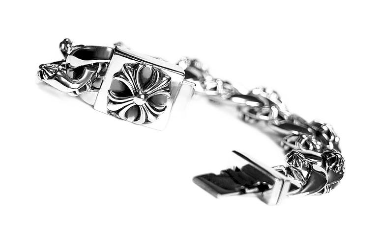 Shop Pulsera Unisex de Plata Vintage 925 Chrome Hearts Moda. chain-box