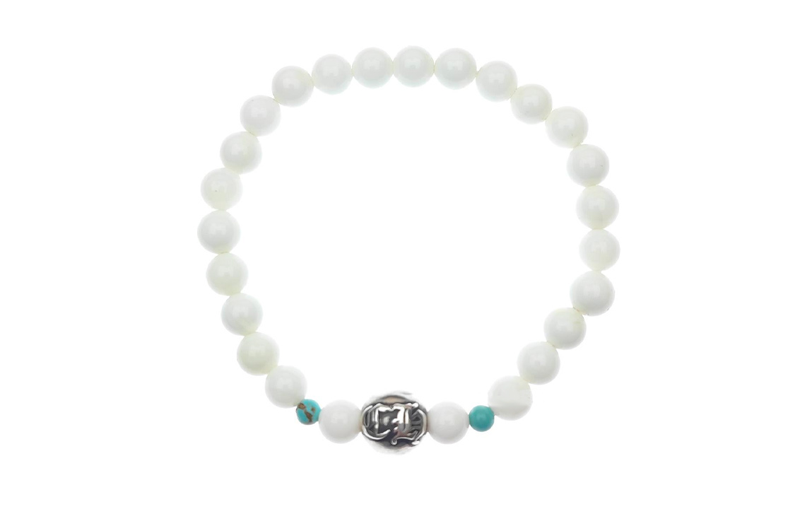 Chrome Hearts White Agate Turquoise Beaded Bracelet Unisex White Fashion Accessory Chrome1735
