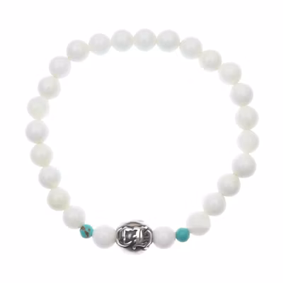Chrome Hearts White Agate Turquoise Beaded Bracelet Unisex White Fashion Accessory Chrome1735