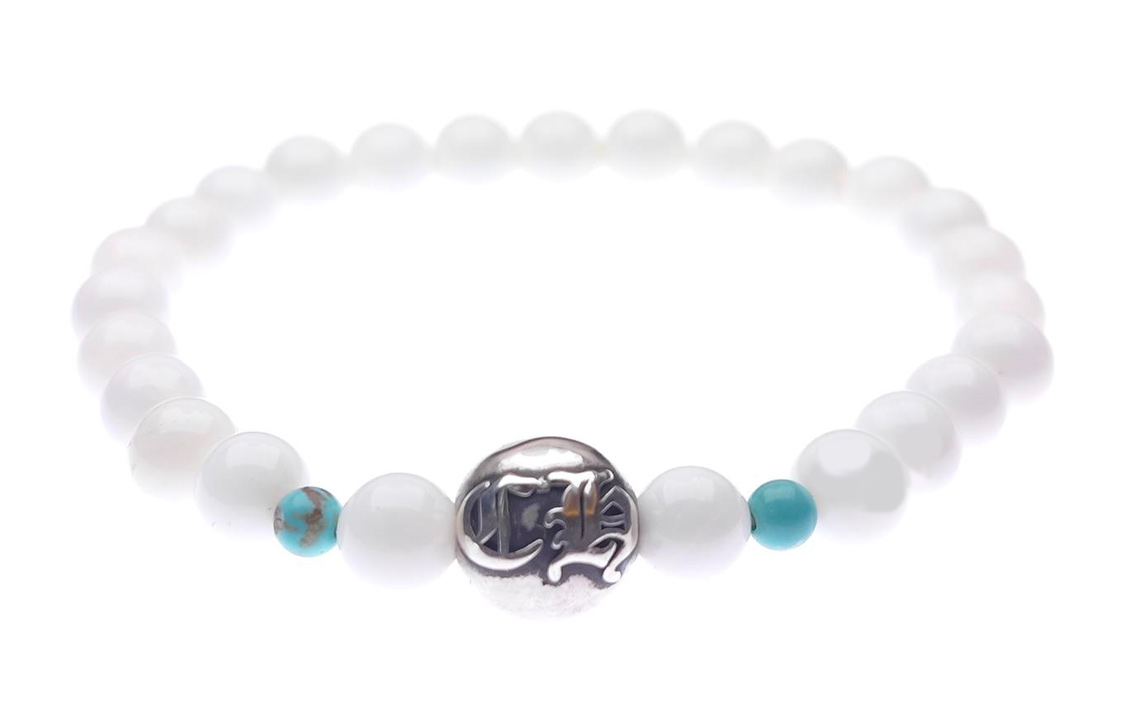 Lookbook 크롬하츠 화이트 아게이트 터콰이즈 비즈 팔찌 유니섹스 화이트 패션 액세서리 Chrome1735