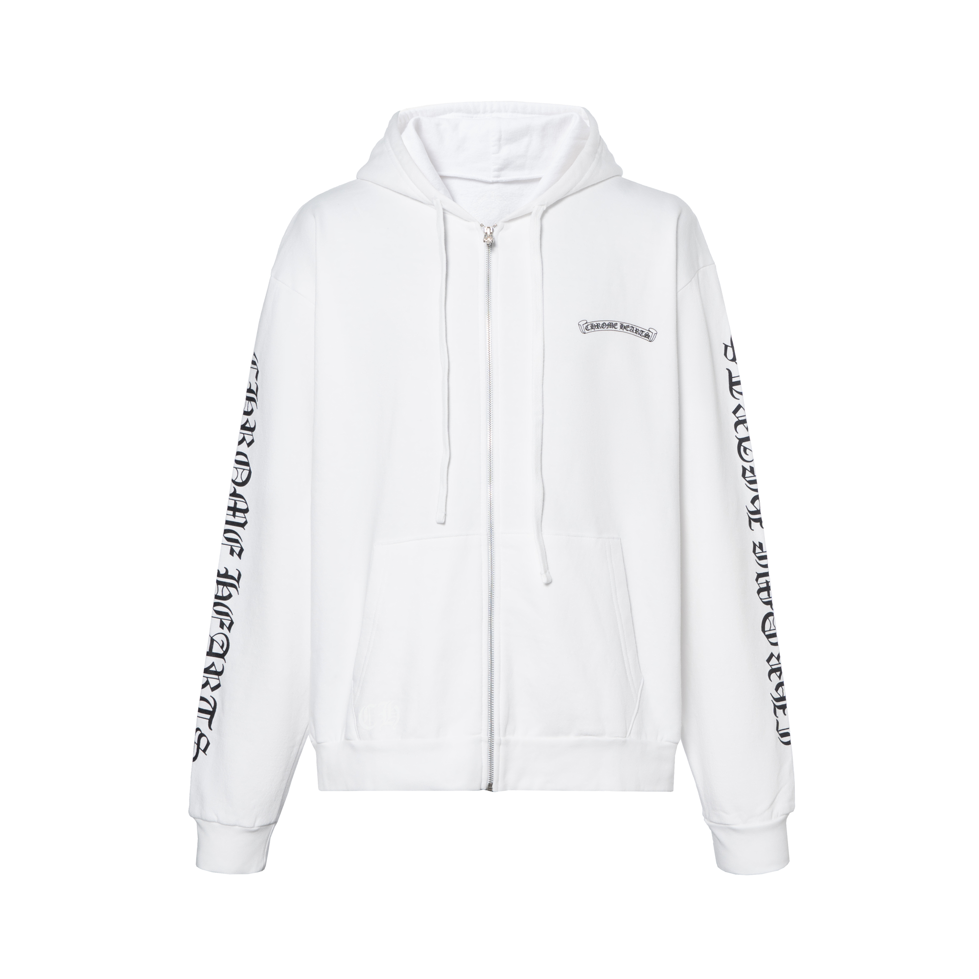 Chrome Hearts White Fleece-Lined Zip Hoodie Jacket for Men Winter CH-107