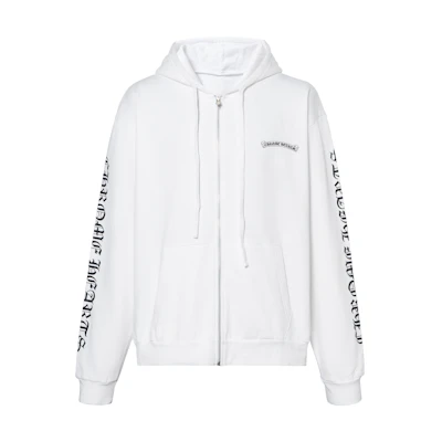 Chrome Hearts White Fleece-Lined Zip Hoodie Jacket for Men Winter CH-107