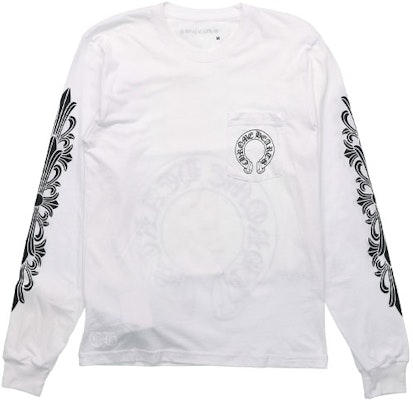 Camiseta Unisex Manga Larga Chrome Hearts Blanca Horseshoe Flor. CH-043-1 Buy Camiseta Unisex Manga Larga Chrome Hearts Blanca Horseshoe Flor. CH-043-1