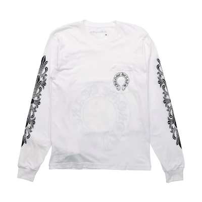 Chrome Hearts White Flower Horseshoe Long Sleeve T-Shirt Unisex CH-043-1