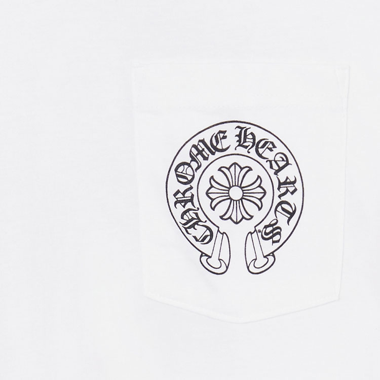 Details for Chrome Hearts White Horseshoe Scroll Cuff Logo Unisex T-shirt CH-104