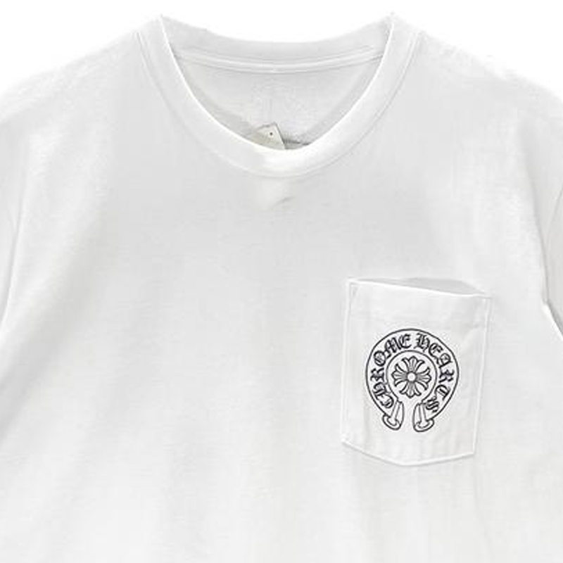 Cheap Chrome Hearts White Horseshoe Scroll Cuff Logo Unisex T-shirt CH-104