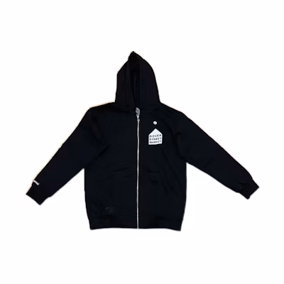 Chrome Hearts CDG Zip-Up Hoodie Fleece Black Collaborative Edition CH-097