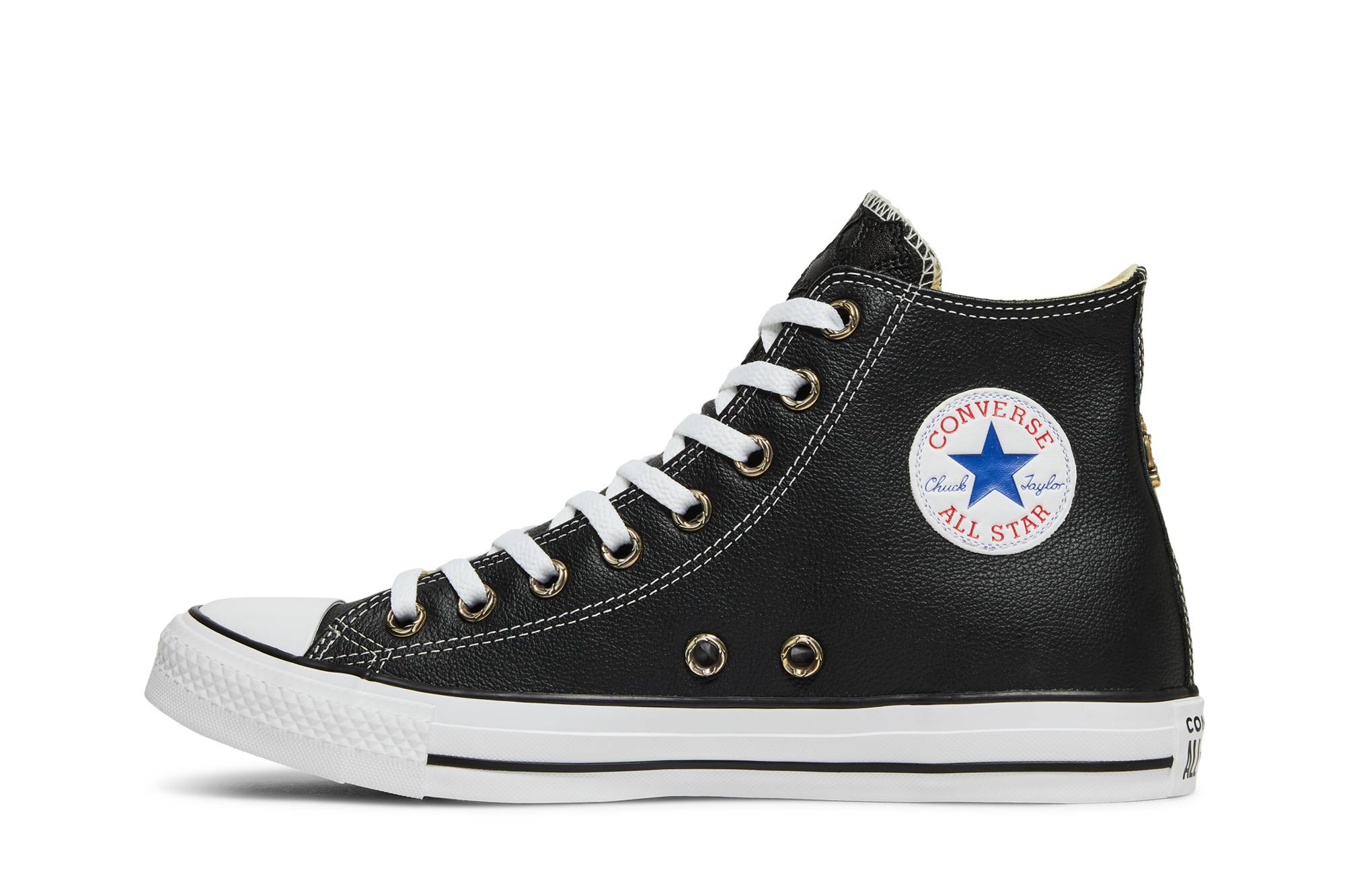 Lookbook Chrome Hearts x Converse Chuck Taylor All Star Kulit Tinggi 'Hitam' 115-BLK-LTHR