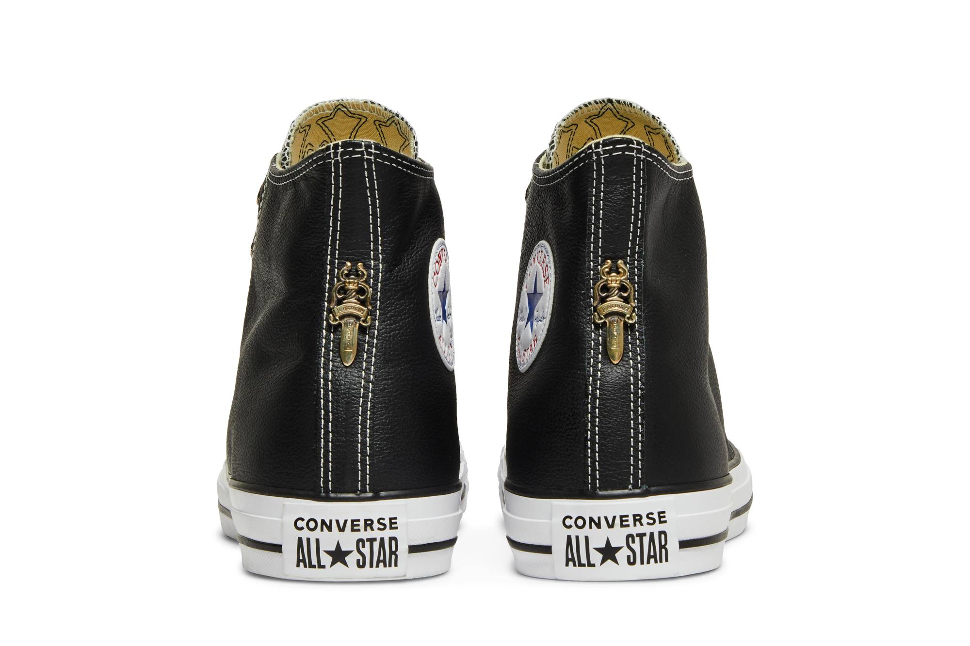 Details for Chrome Hearts x Converse Chuck Taylor All Star Kulit Tinggi 'Hitam' 115-BLK-LTHR