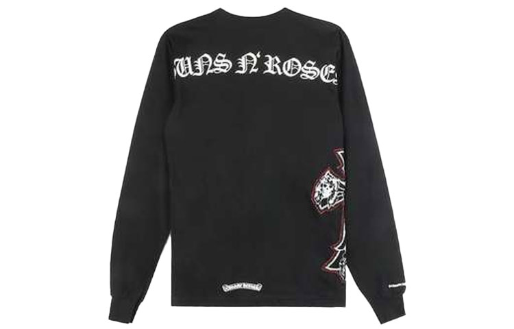 Lookbook Chrome Hearts x Guns N'' Roses 刺绣标志黑色长袖卫衣 男款 CH-186