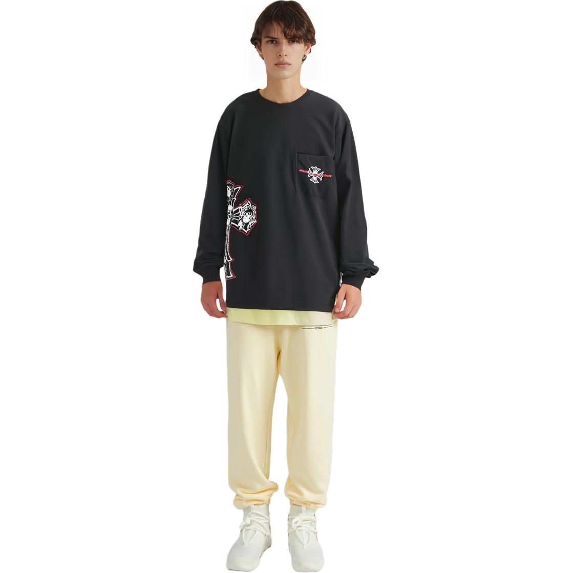 Shop Chrome Hearts x Guns N'' Roses 刺绣标志黑色长袖卫衣 男款 CH-186