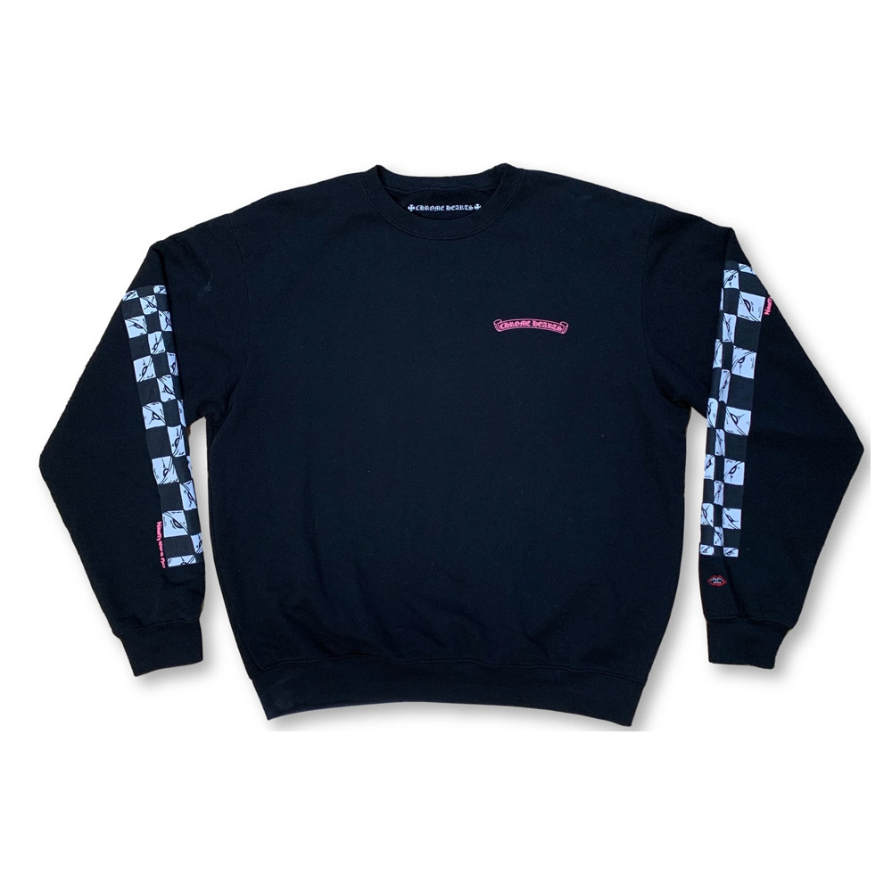 Chrome Hearts x Matty Boy "Ninety Nine Eyes" Checkered Crewneck Sweatshirt Black Unisex CH-038