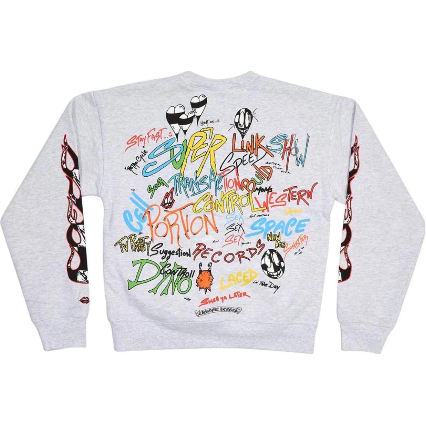 Chrome Hearts x Matty Boy Cartoon Graffiti Pullover Hoodie Unisex Grey CH-SS21-6171