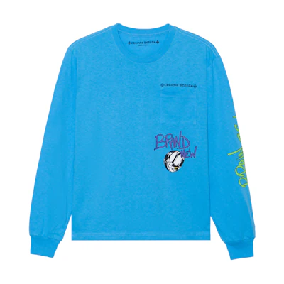 Chrome Hearts Matty Boy SS24 Blue Letter Graphic Print Long Sleeve Unisex Tee CH-2024-0428