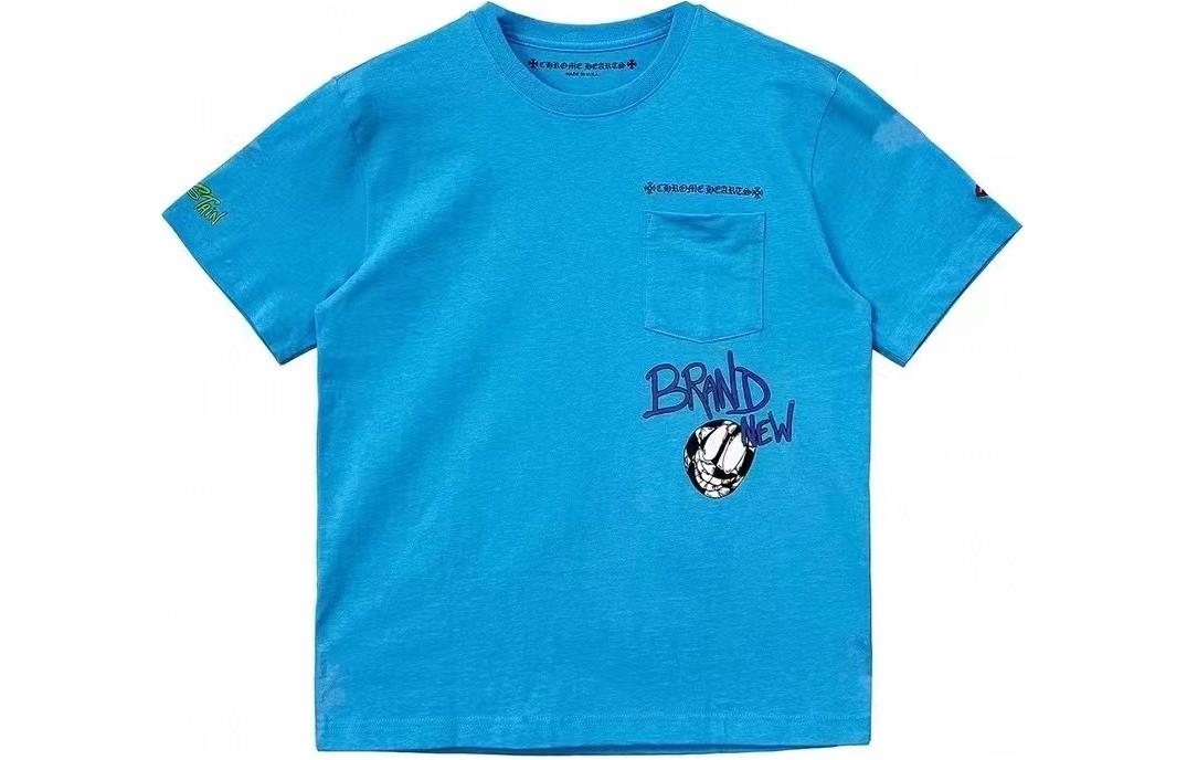 Order Camiseta Unisex Chrome Hearts x Matty Boy SS24 Azul con Gráficos de Letras. CH-2024-0409