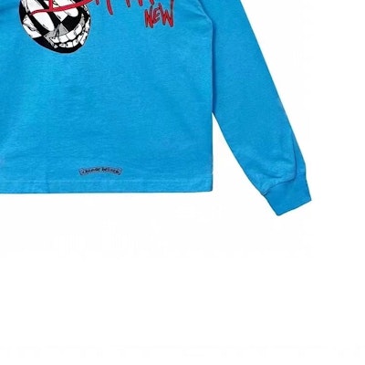 Chrome Hearts x Matty Boy SS24 Blue Letter Graphic Print Long Sleeve Unisex Tee CH-2024-0428 Sizing Chrome Hearts x Matty Boy SS24 Blue Letter Graphic Print Long Sleeve Unisex Tee CH-2024-0428