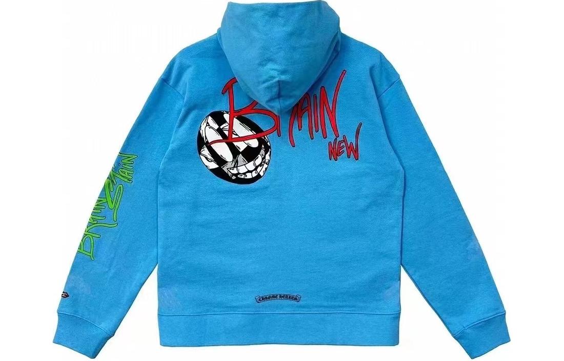 Lookbook Sudadera Unisex Chrome Hearts x Matty Boy SS24 Azul con Letras Estampadas Casual. CH-2024-0408