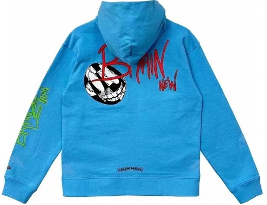 Sudadera Unisex Chrome Hearts x Matty Boy SS24 Azul con Letras Estampadas Casual. CH-2024-0408 Lookbook Sudadera Unisex Chrome Hearts x Matty Boy SS24 Azul con Letras Estampadas Casual. CH-2024-0408