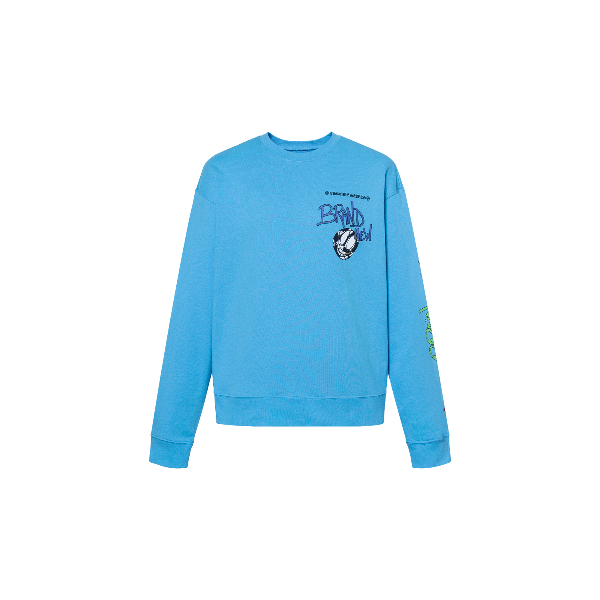Chrome Hearts x Matty Boy SS24 Blue Letter Print Unisex Crewneck Long Sleeve. CH-2024-0418