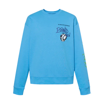 Chrome Hearts Matty Boy SS24 Blue Letter Print Unisex Crewneck Long Sleeve. CH-2024-0418