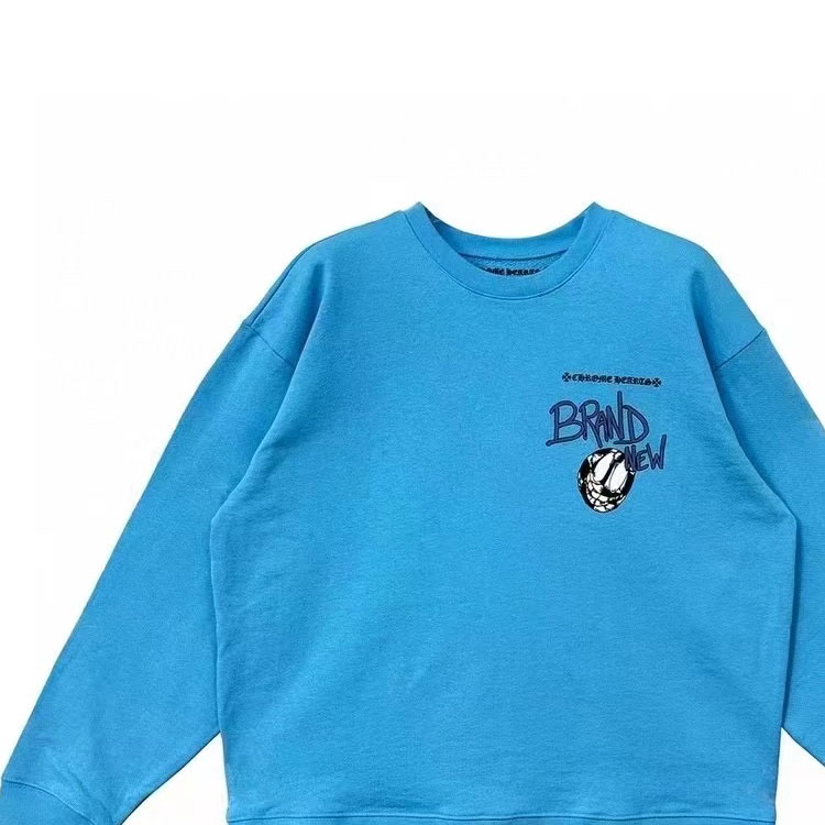 Shop Chrome Hearts x Matty Boy SS24 Crewneck Lengan Panjang Unisex Biru. CH-2024-0418