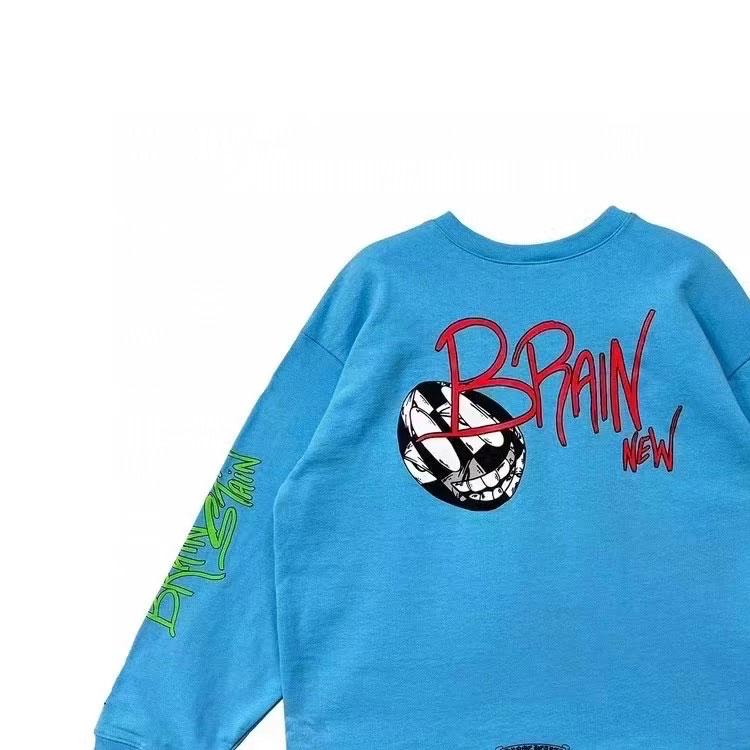 Details for Chrome Hearts x Matty Boy SS24 Crewneck Lengan Panjang Unisex Biru. CH-2024-0418