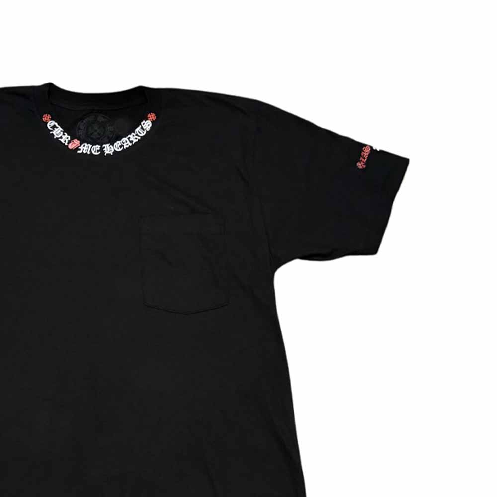 Sizing 크롬하츠 x 롤링스톤즈 레터 프린트 티 SS24 블랙 티셔츠 CH-2024-7419