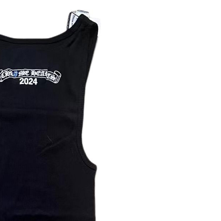 Sizing Chrome Hearts x Rolling Stones SS24 Letter Print Black Unisex Tank Top. CH-253271