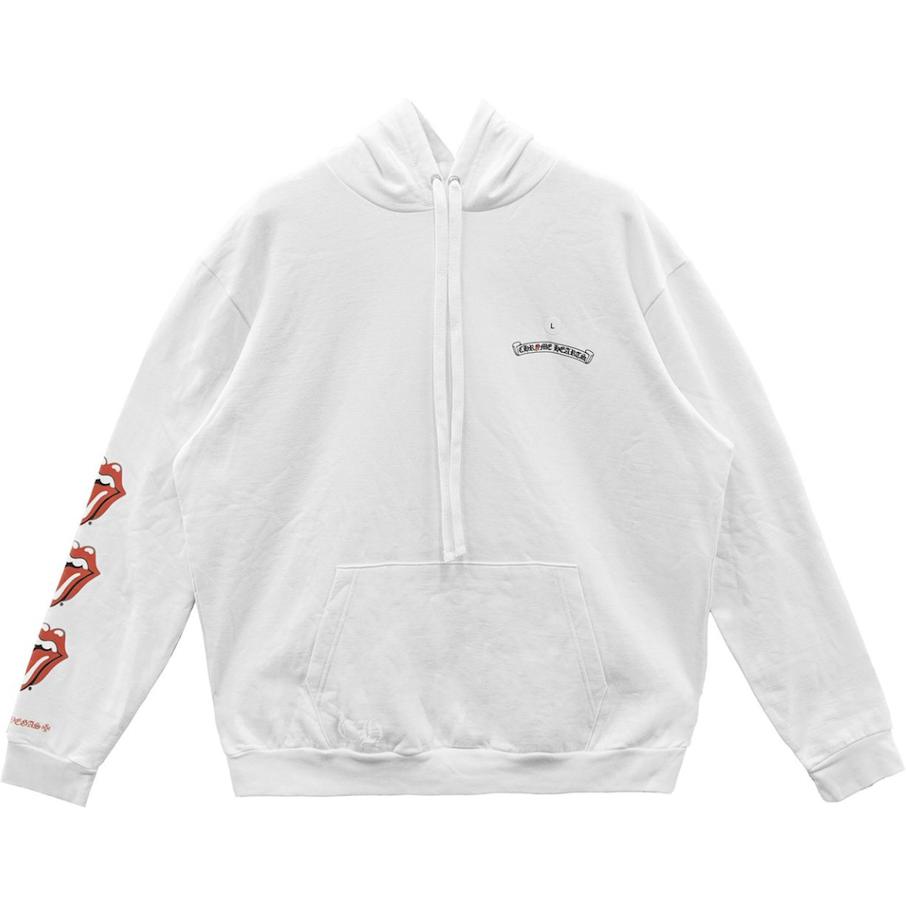 Chrome Hearts x Rolling Stones SS24 Logo Graphic Hoodie Unisex White. CH-2024-0760
