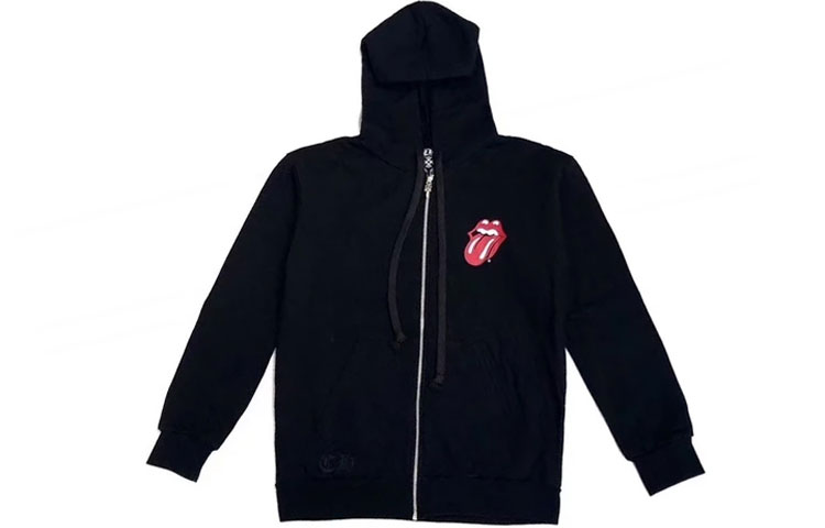 Chrome Hearts The Rolling Stones Red Tongue Zipper Hoodie Black Unisex CH-072