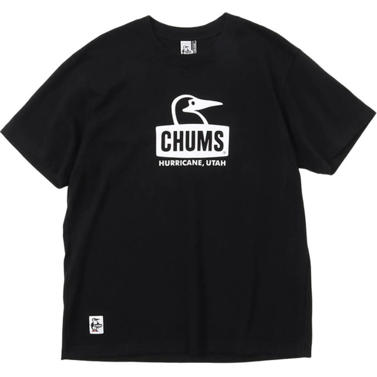CHUMS Black Unisex Crewneck T-Shirt with Letter Print Pattern CH01-2278-K004