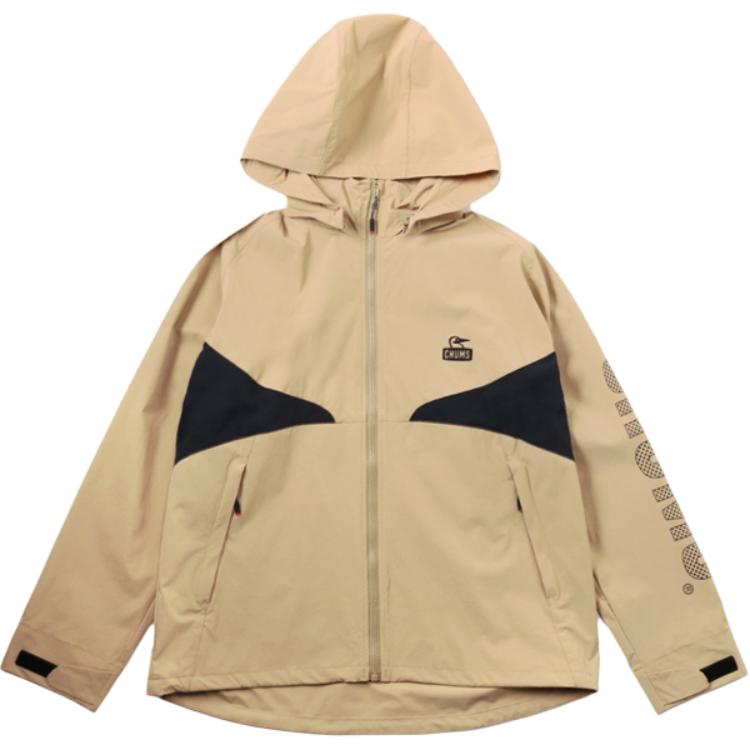 CHUMS Color-Block Logo Print Hoodie Jacket Khaki Unisex CH04-1397-B001