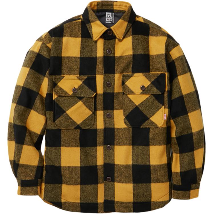 CHUMS Grid Print Button-Up Mustard Yellow Jacket Unisex Long Sleeve CH04-1355-Y002